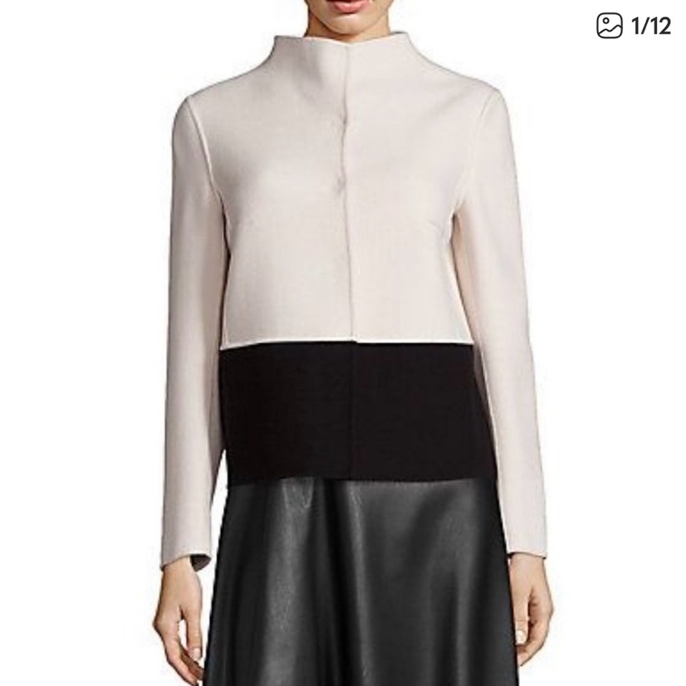 MaxMara Elegant Cream and black color block wool Jacket